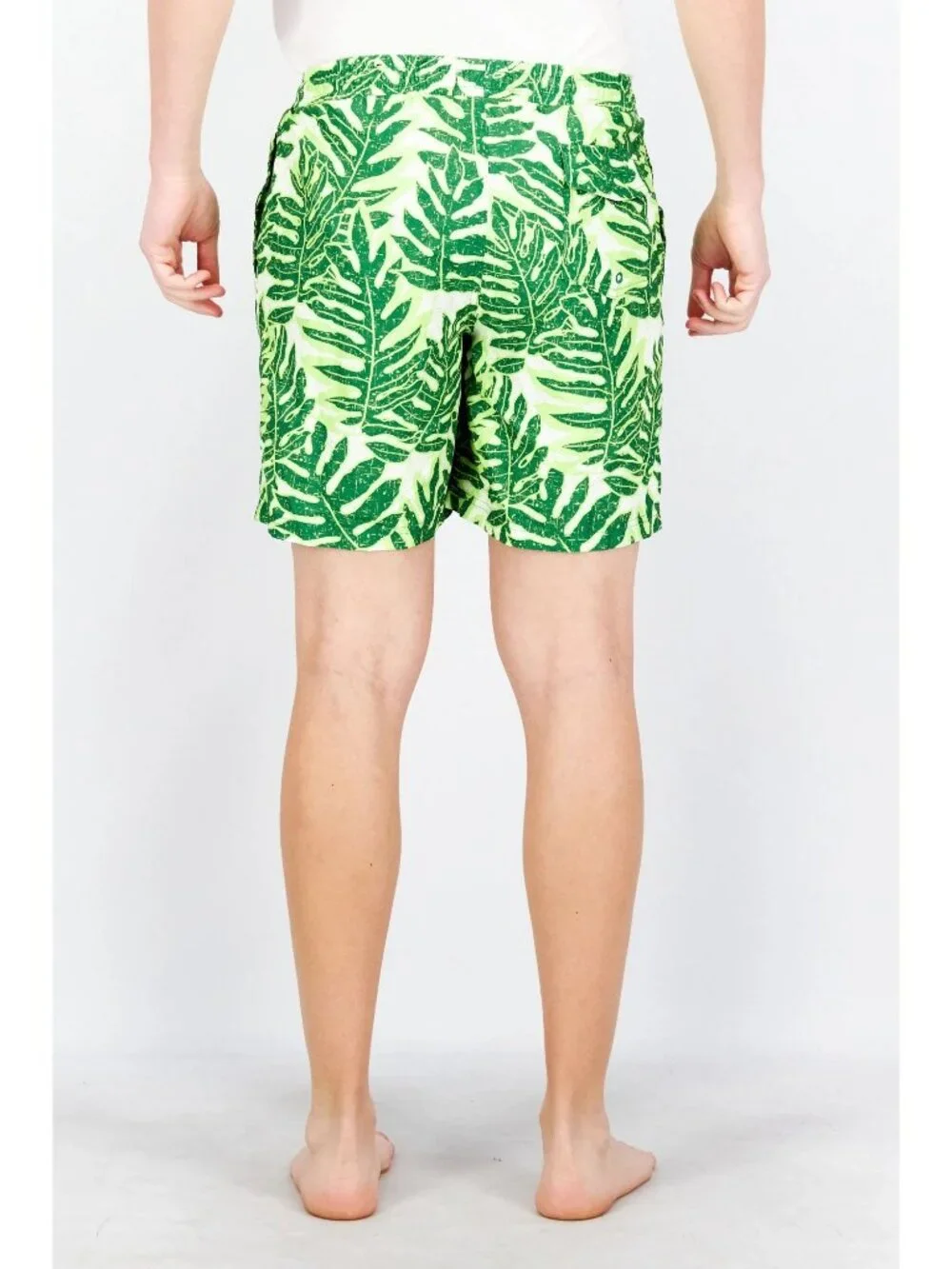 Club Room Leaf Print Swim Trunks XL Elastic Waist Shorts Mesh Lined Bright AOP